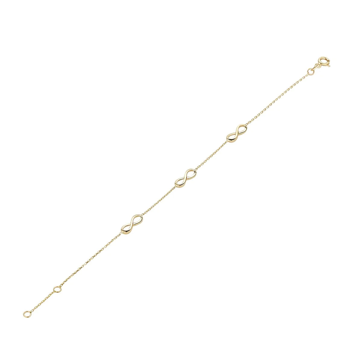 9ct Yellow Gold Delicate Infinity Trace Bracelet
