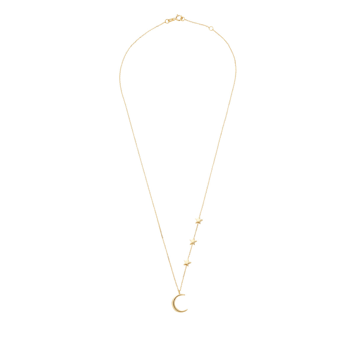 9ct Yellow Gold Moon & 3 Stars Necklace