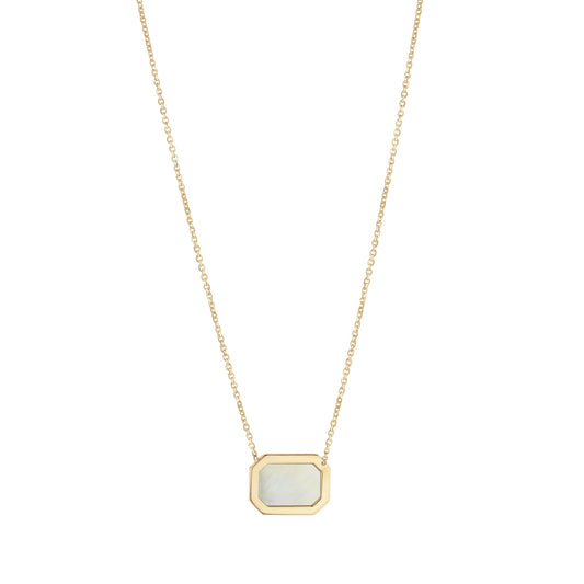 9ct Yellow Gold Rectangle Mother of Pearl Necklace