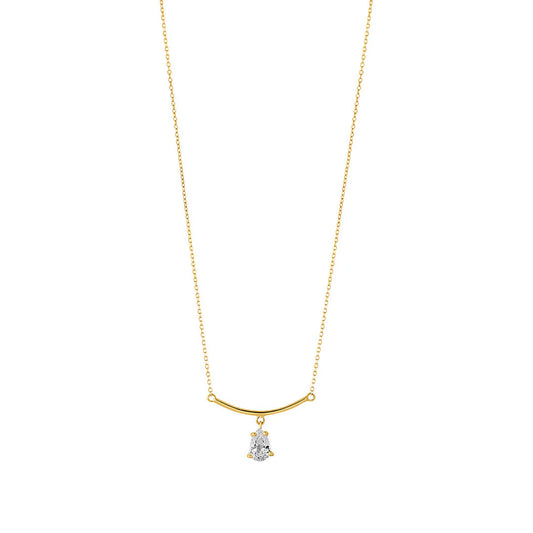 9ct Yellow Gold CZ Drop Bar Necklace