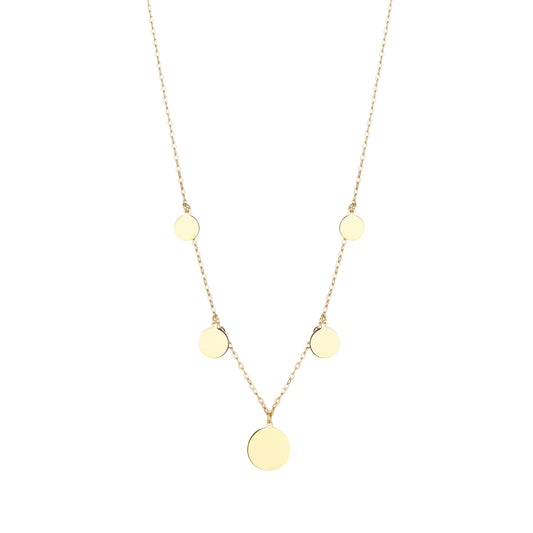 9ct Yellow Gold Five Disc Necklace