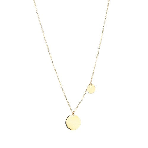 9ct Yellow Gold Mini & Large Double Disc Necklace