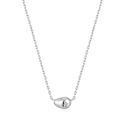 Ania Haie Sterling Silver Pebble Sparkle CZ Necklace
