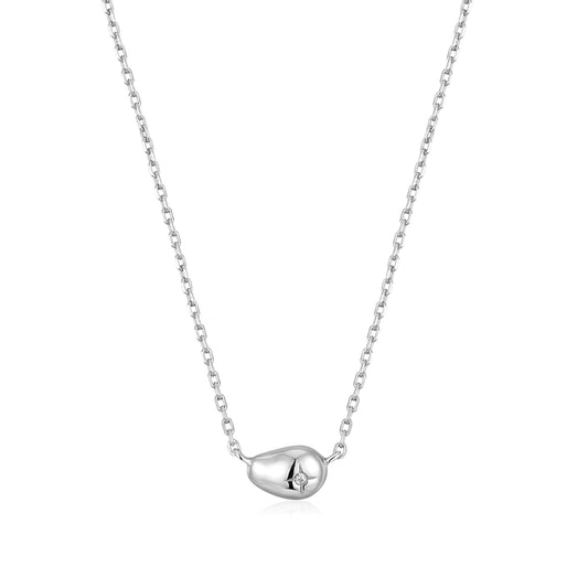 Ania Haie Sterling Silver Pebble Sparkle CZ Necklace