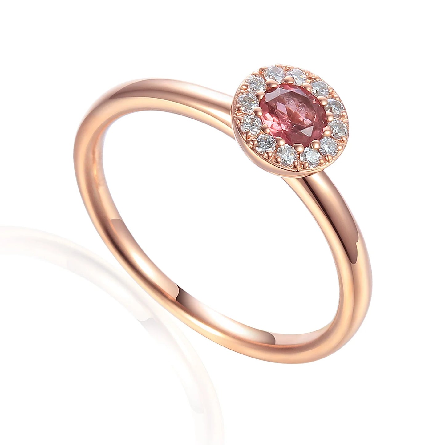 9ct Rose Gold October Birthstone Pink Tourmaline & Diamond Halo Ring