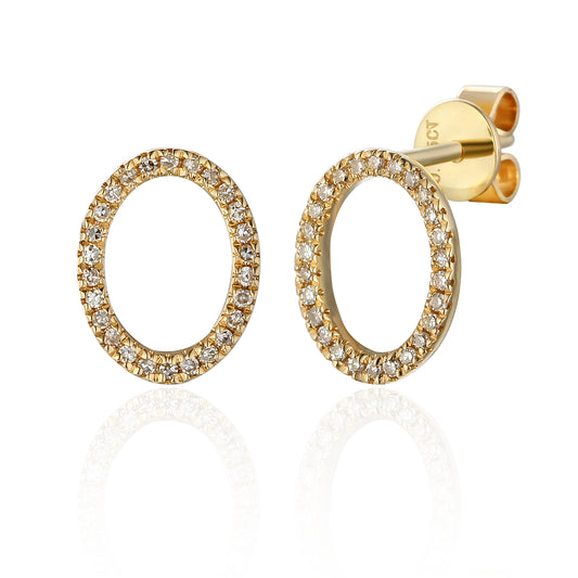 9ct Yellow Gold Open Oval Diamond Earrings