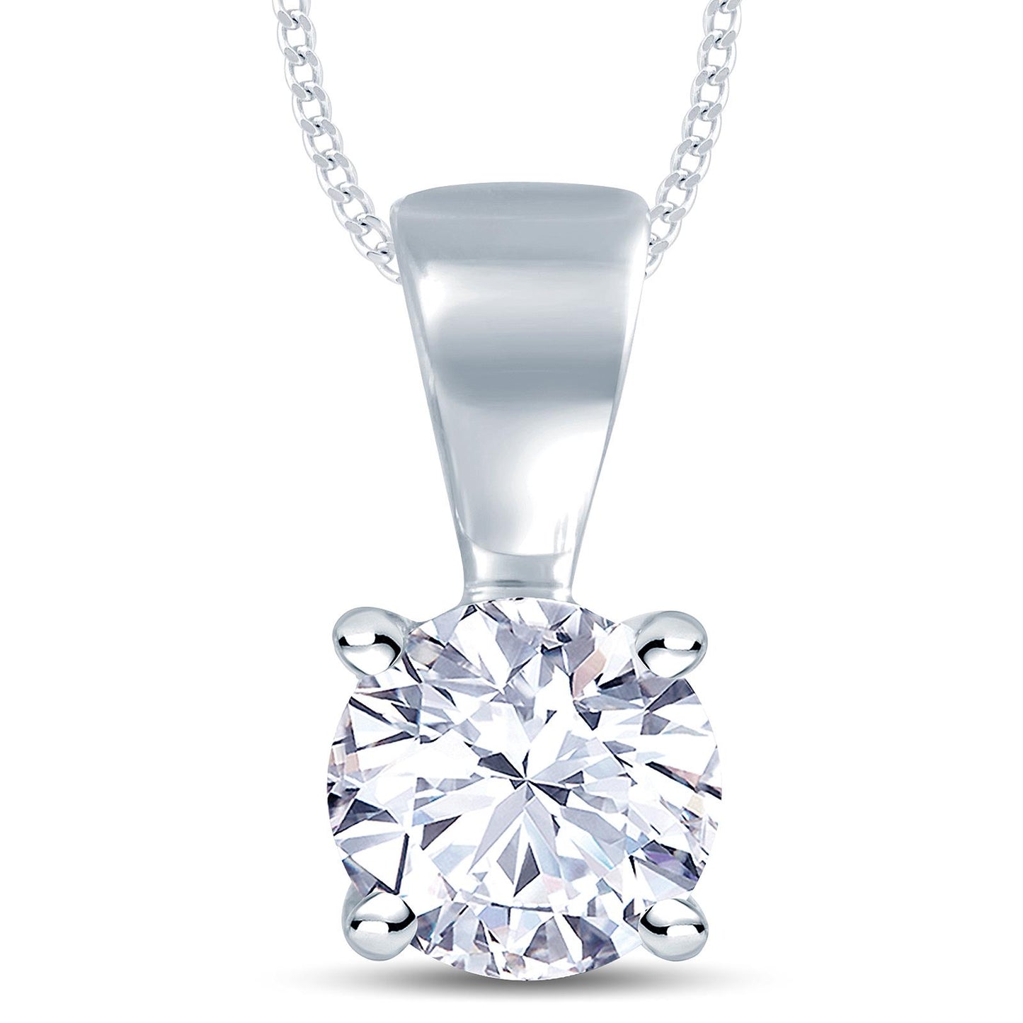 18ct White Gold 4 Claw 0.50ct Diamond Pendant Necklace