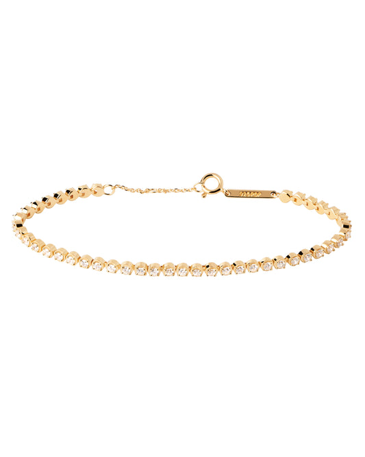PDPAOLA Yellow Gold Plated Rub Over CZ Tennis Bracelet