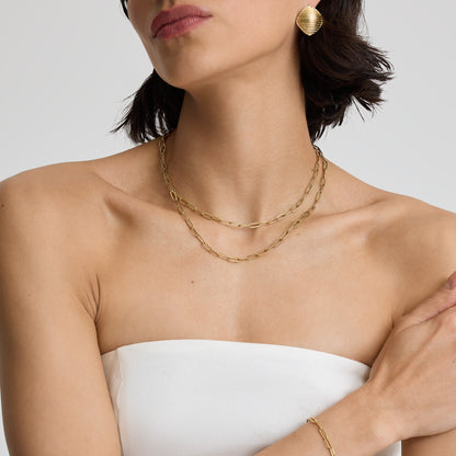 D.LOUISE Yellow Gold Plate Paperclip Necklace