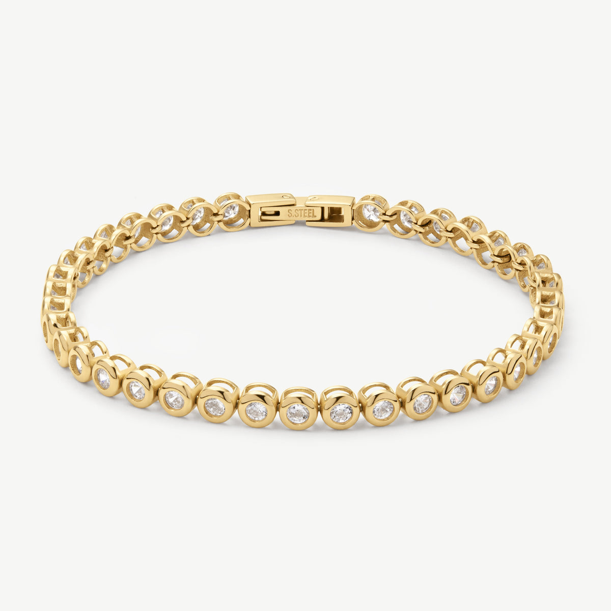 D.LOUISE Yellow Gold Plate Classic Bezel Tennis Bracelet