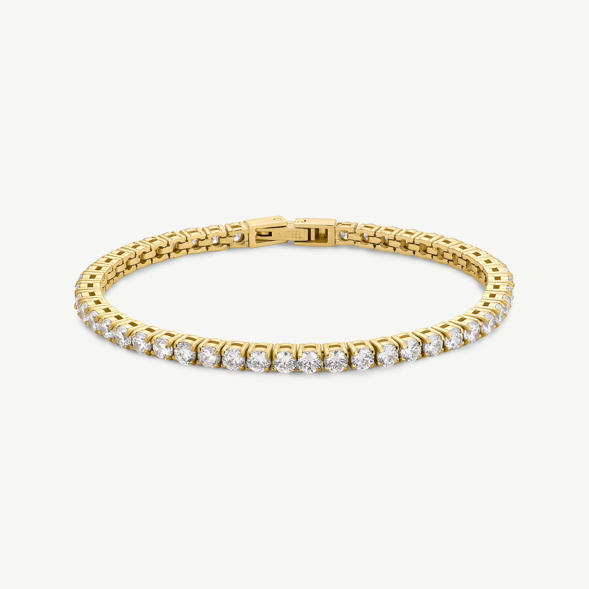 D.LOUISE Yellow Gold Plate Bezel Set CZ Luxe Tennis Bracelet