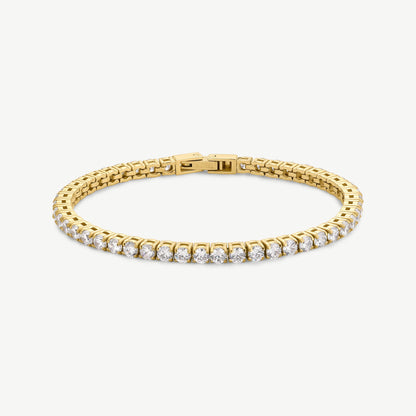 D.LOUISE Yellow Gold Plate Bezel Set CZ Luxe Tennis Bracelet