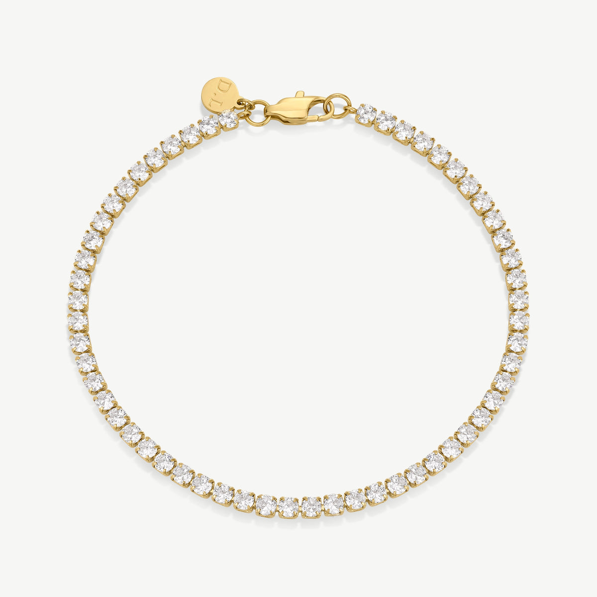 D.LOUISE Yellow Gold Plate Bezel Set CZ Tennis Bracelet