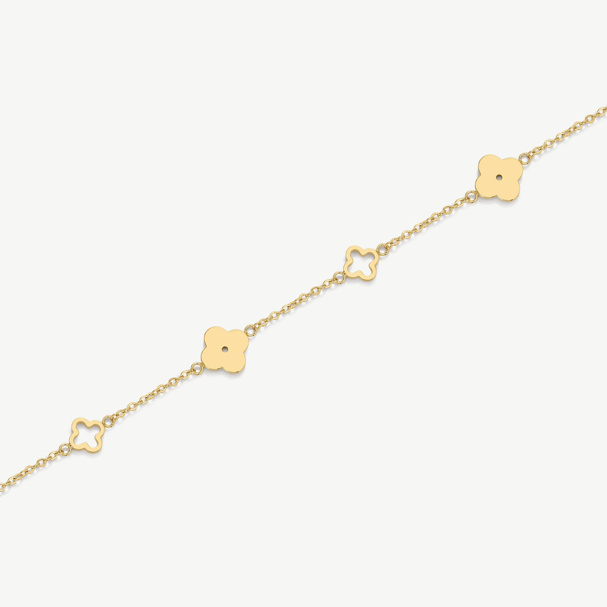 D.LOUISE Yellow Gold Plate Multi Clover Bracelet