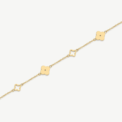 D.LOUISE Yellow Gold Plate Multi Clover Bracelet