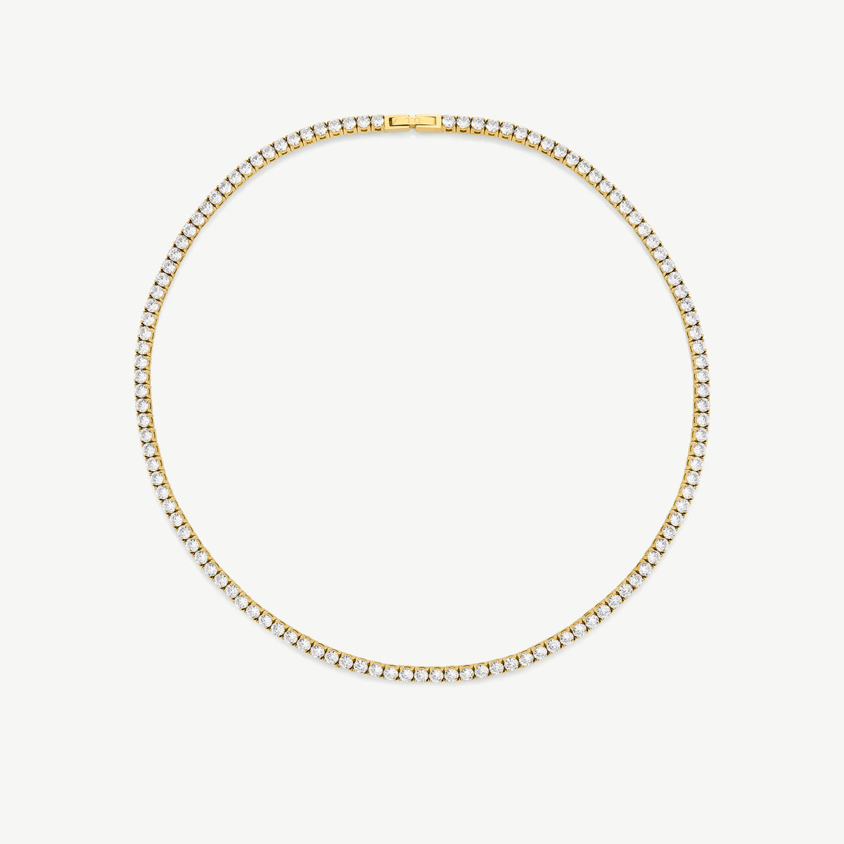 D.LOUISE Yellow Gold Plate CZ Luxe Tennis Necklace