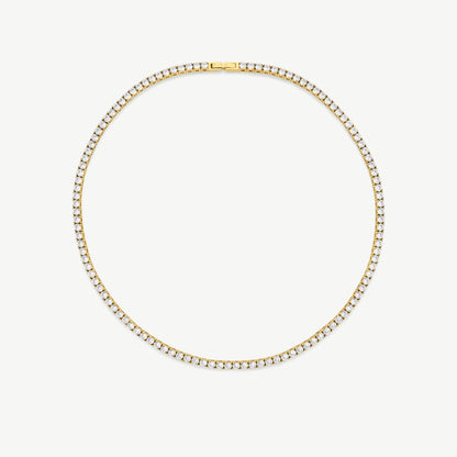 D.LOUISE Yellow Gold Plate CZ Luxe Tennis Necklace