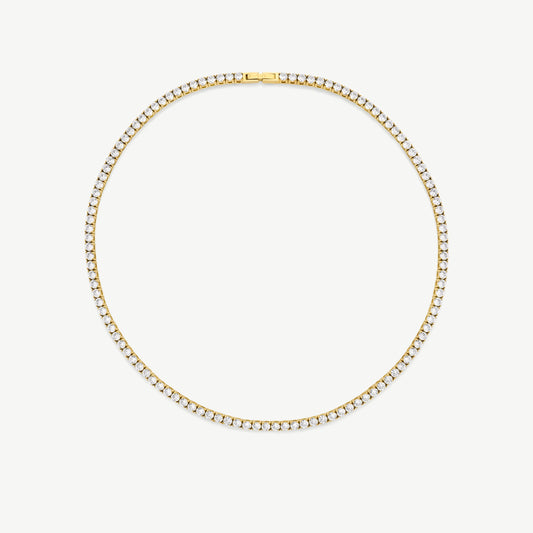 D.LOUISE Yellow Gold Plate CZ Luxe Tennis Necklace