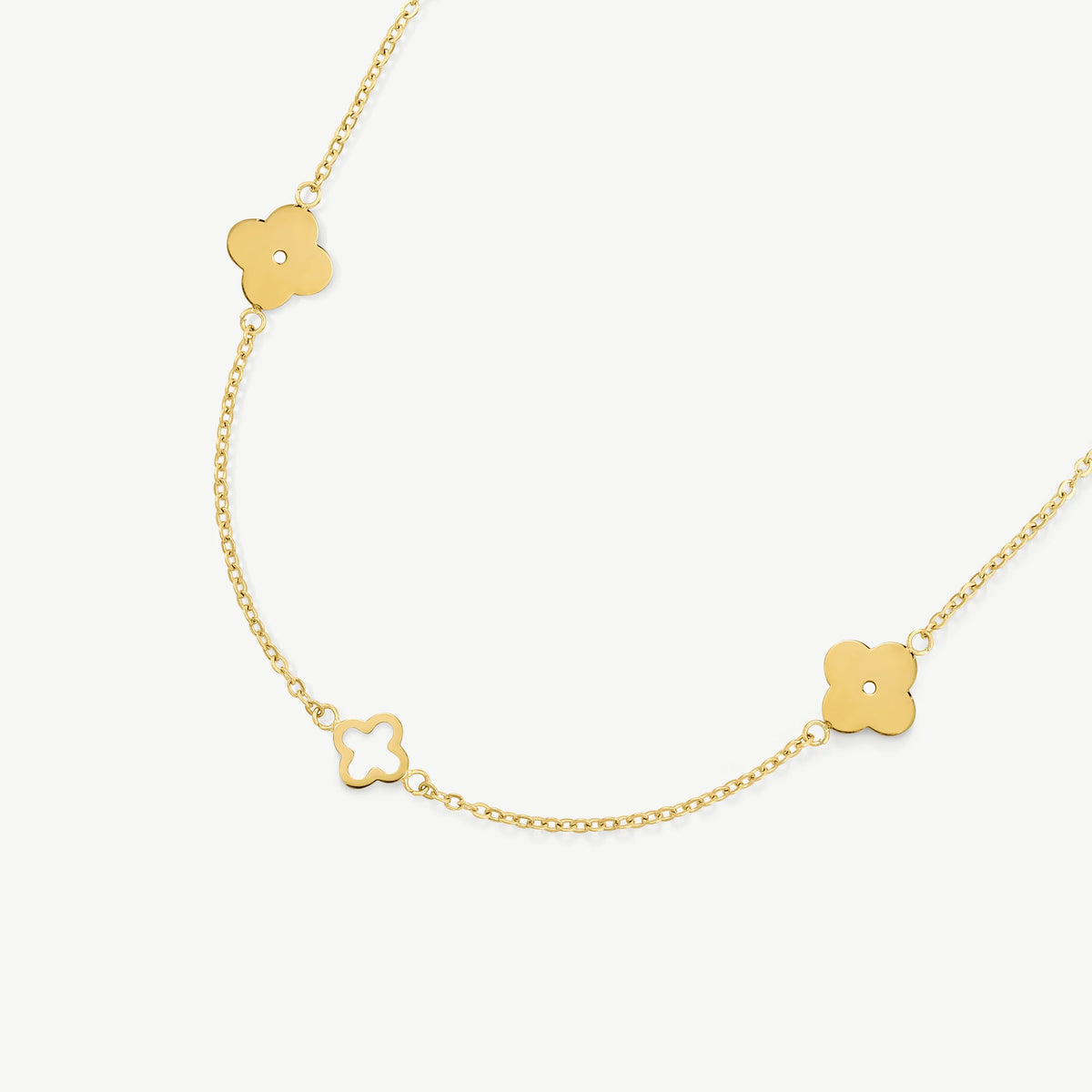 D.LOUISE Yellow Gold Plate Multi Clover Necklace