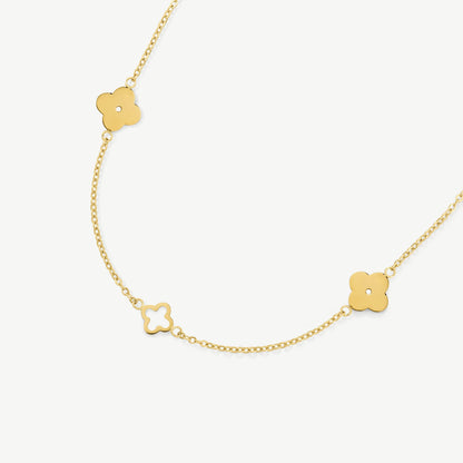 D.LOUISE Yellow Gold Plate Multi Clover Necklace