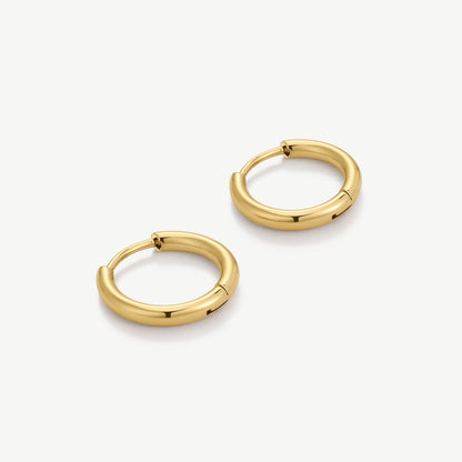 D.LOUISE Yellow Gold Plate 10mm Essential Hoop Earrings