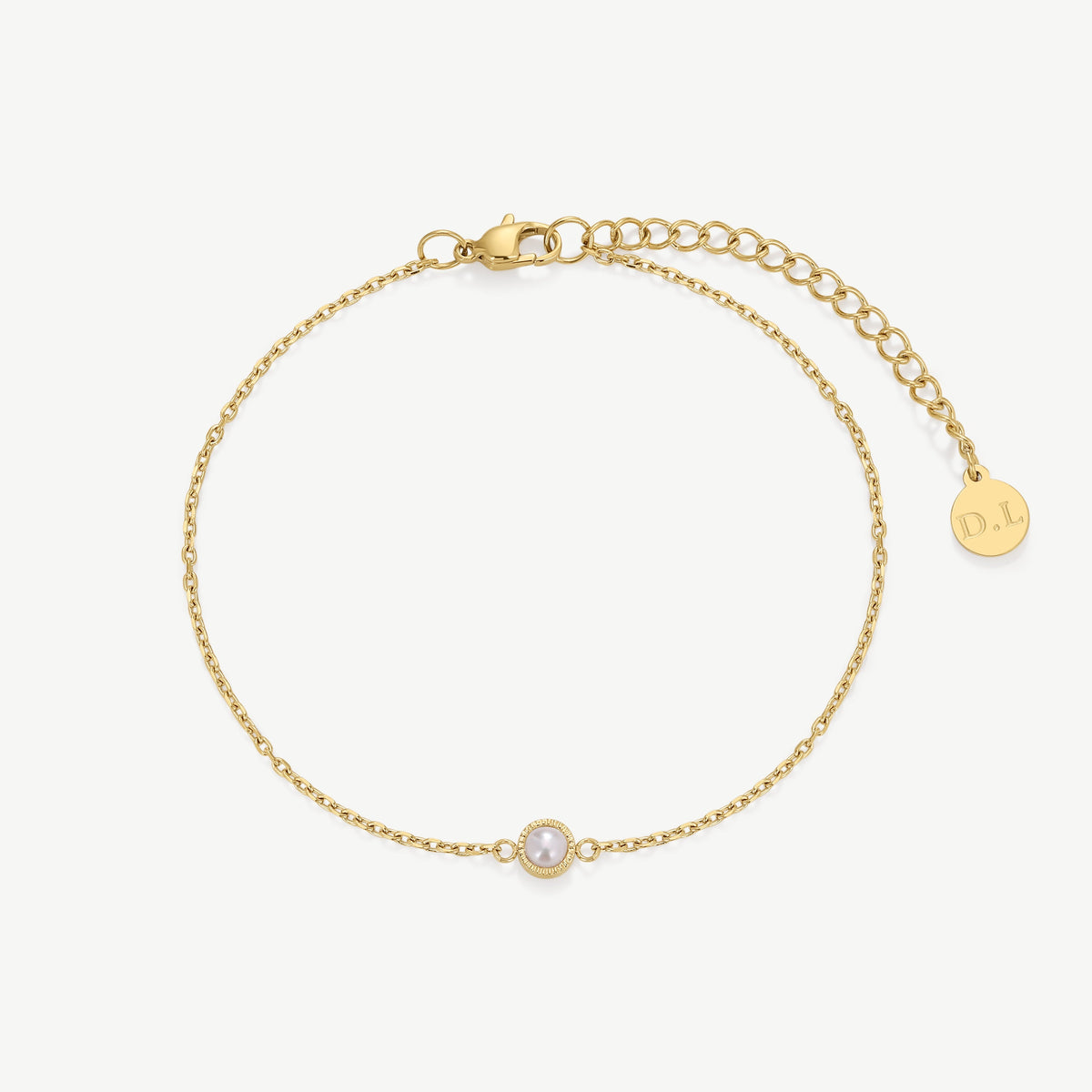 D.LOUISE Yellow Gold Plate Bridesmaid Dainty Pearl Bracelet