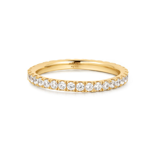 Ania Haie Gold Plate CZ Pave Ring - Size 54