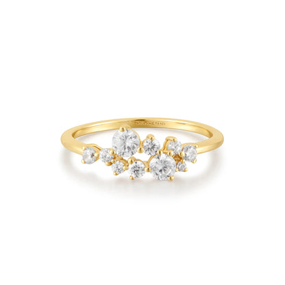 Ania Haie Gold Plate Flower Cluster CZ Pavé Ring - Size 56