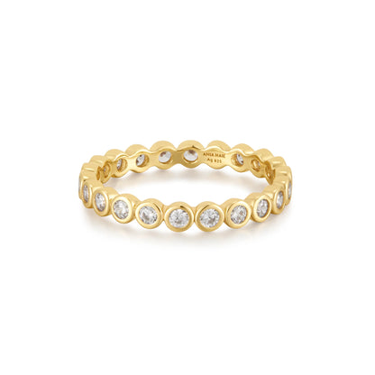 Ania Haie Gold Plate CZ Bezel Set Ring - Size 54