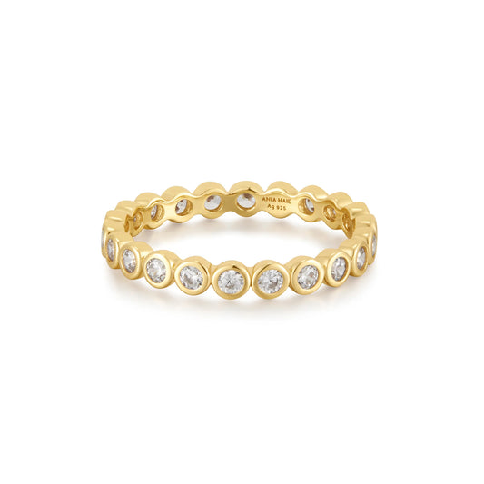 Ania Haie Gold Plate CZ Bezel Set Ring - Size 54