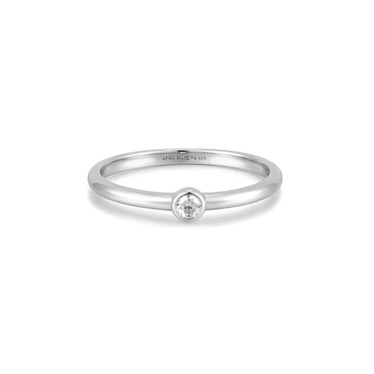 Ania Haie Silver Half Round CZ Ring