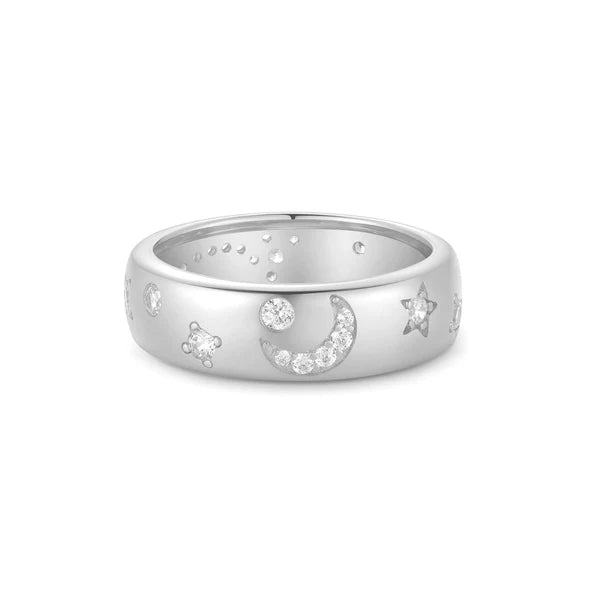 Ania Haie Sterling Silver CZ Celestial Chunky Ring - Size 54
