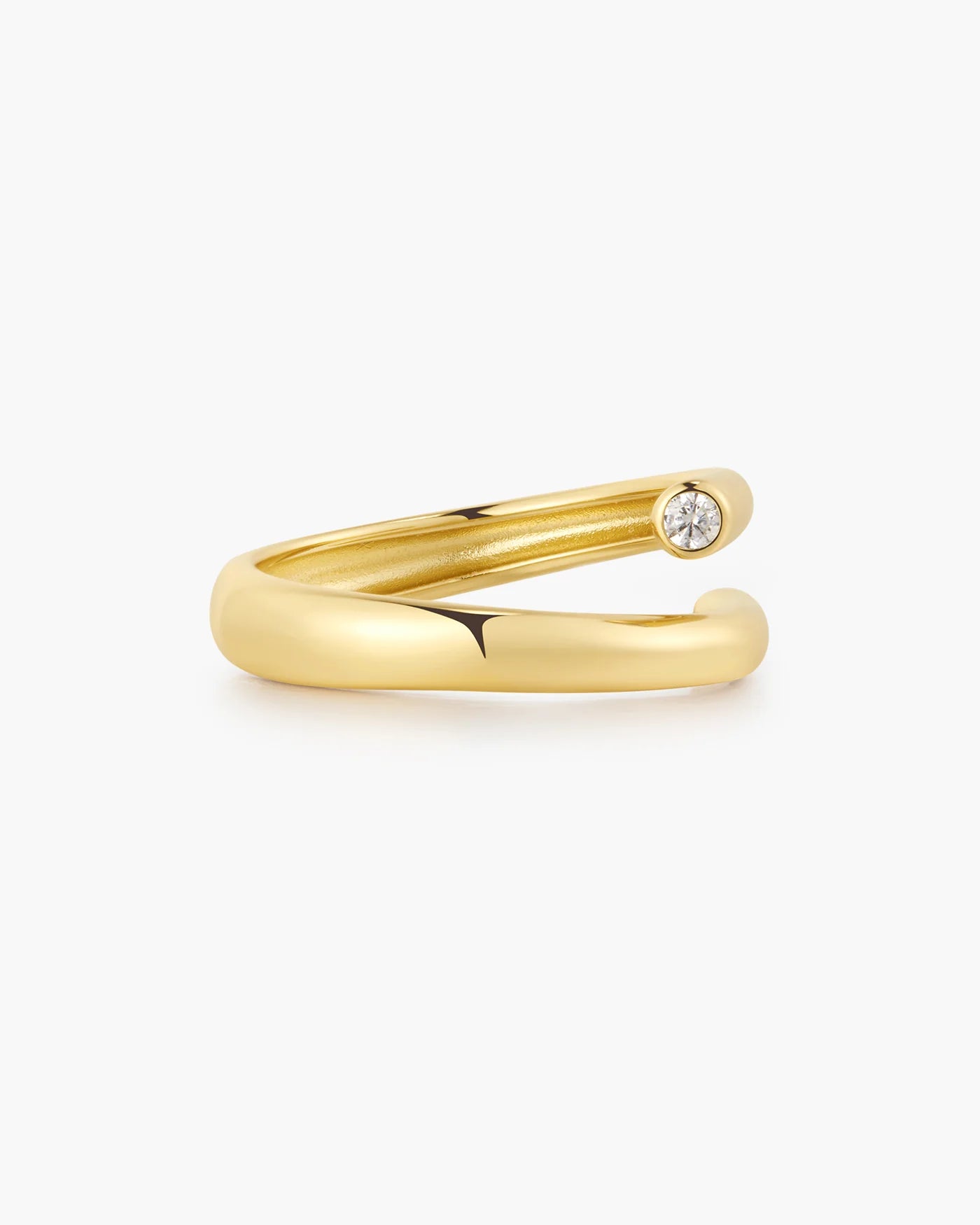 Ania Haie Gold Plate CZ Spiral Bezel-End Adjustable Ring