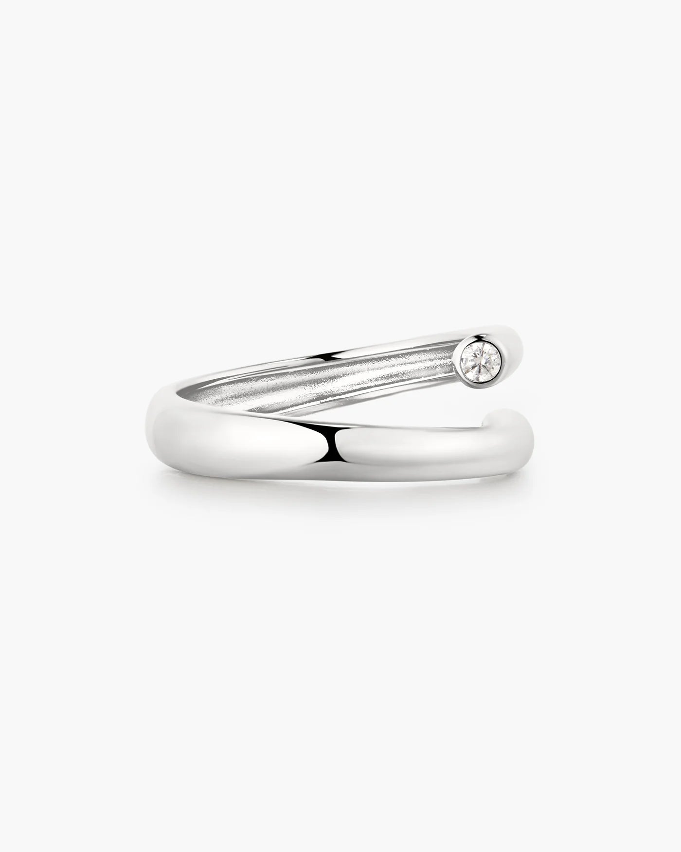 Ania Haie Sterling Silver CZ Spiral Bezel-End Adjustable Ring