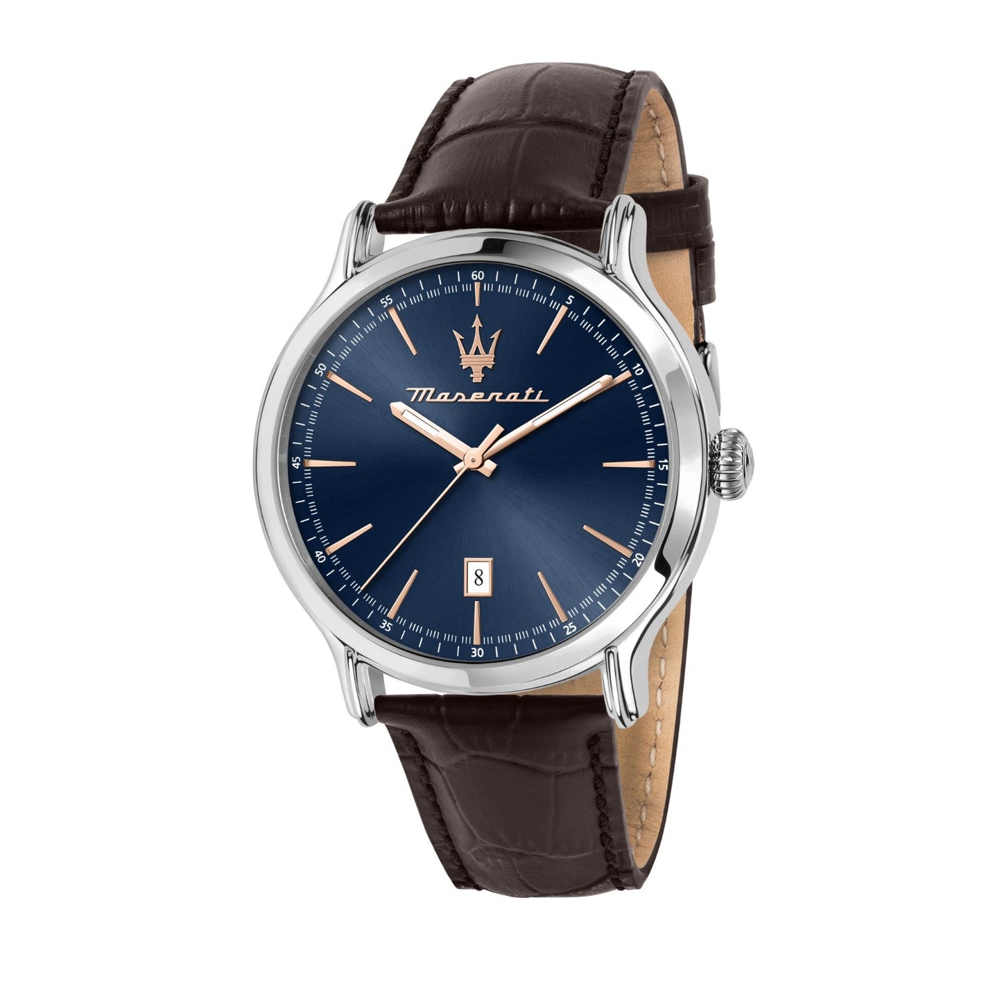 An image of Maserati 42mm Epoca Blue Dial Brown Leather Strap Watch