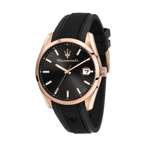 Maserati 43mm Attrazione Rose Gold Stainless Steel Silicone Strap Watch
