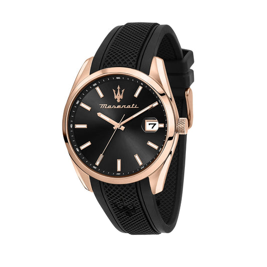 An image of Maserati 43mm Attrazione Rose Gold Stainless Steel Silicone Strap Watch