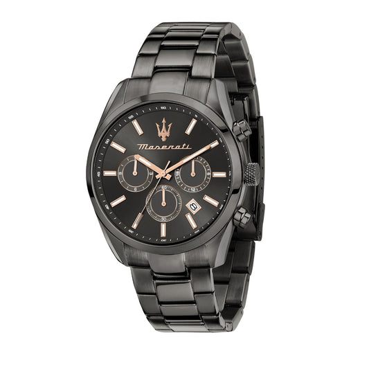 Maserati 43mm Attrazione Black Chronograph Steel Link Watch