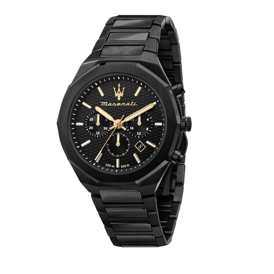 Maserati 45mm Stile Black Chronograph Steel Watch