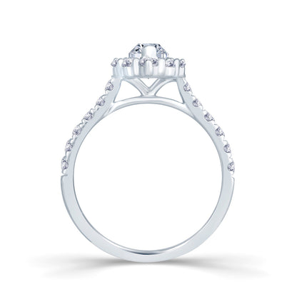 Platinum Marquise, Halo & Shoulder Set Diamond Ring, 1.07ct