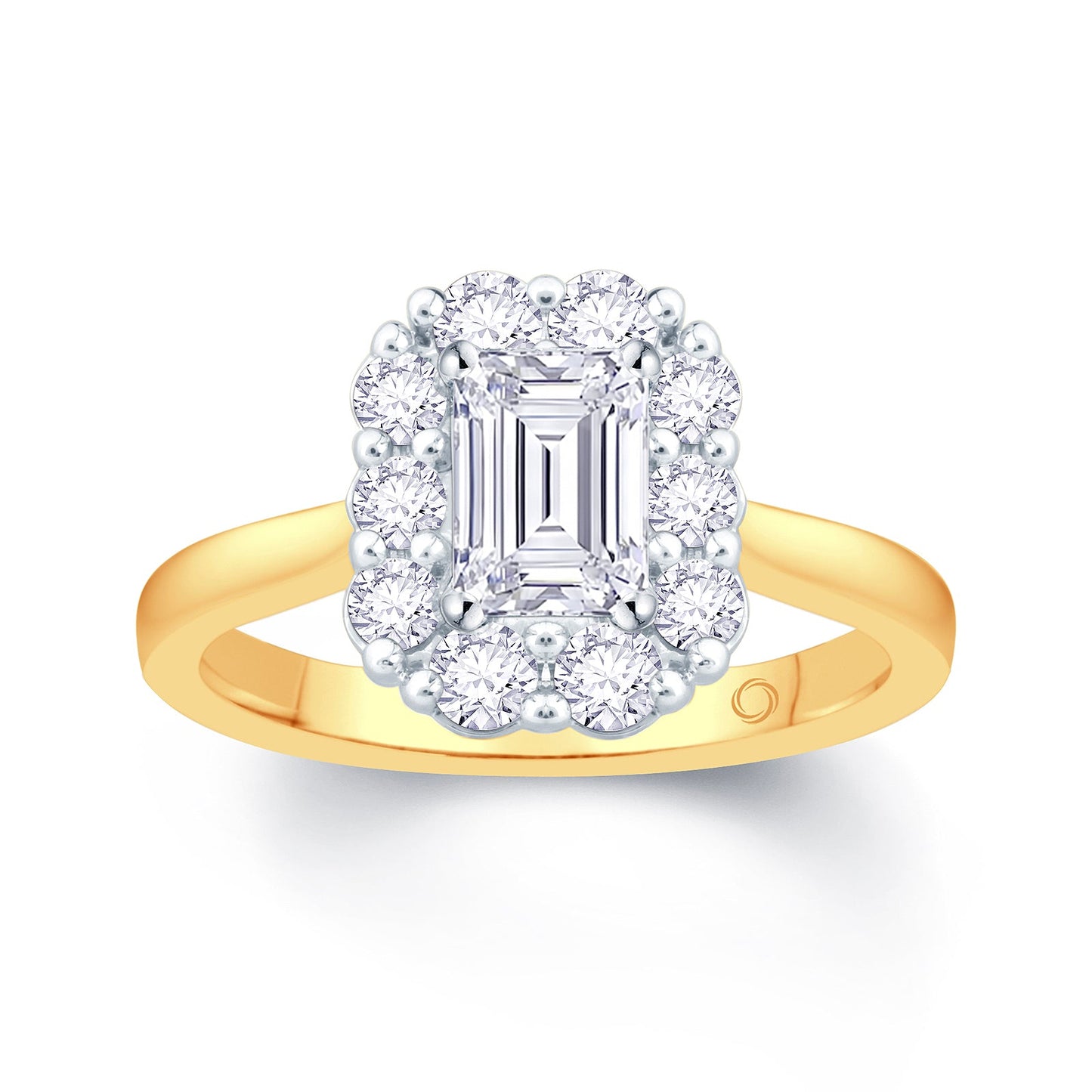 18ct Yellow Gold Emerald & Halo Diamond Ring 0.75ct