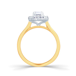 18ct Yellow Gold Emerald & Halo Diamond Ring, 0.77ct