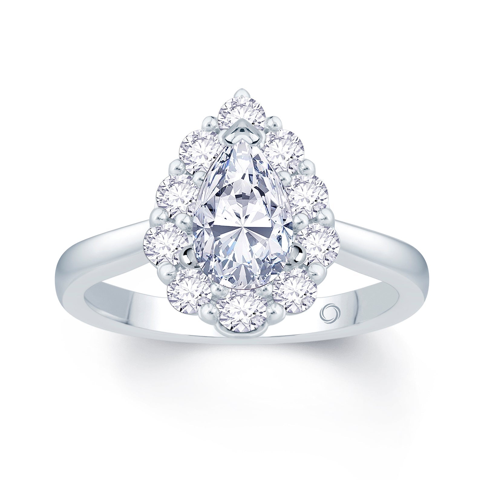 Platinum Pear & Halo Diamond Ring 0.85ct Media 4 of 5