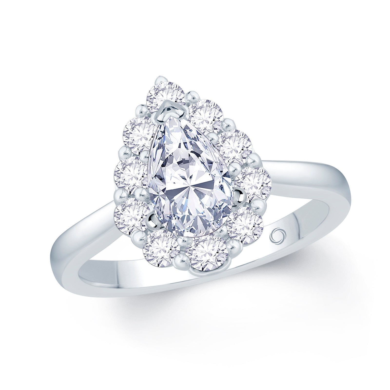 Platinum Pear & Halo Diamond Ring 0.85ct Media 5 of 5