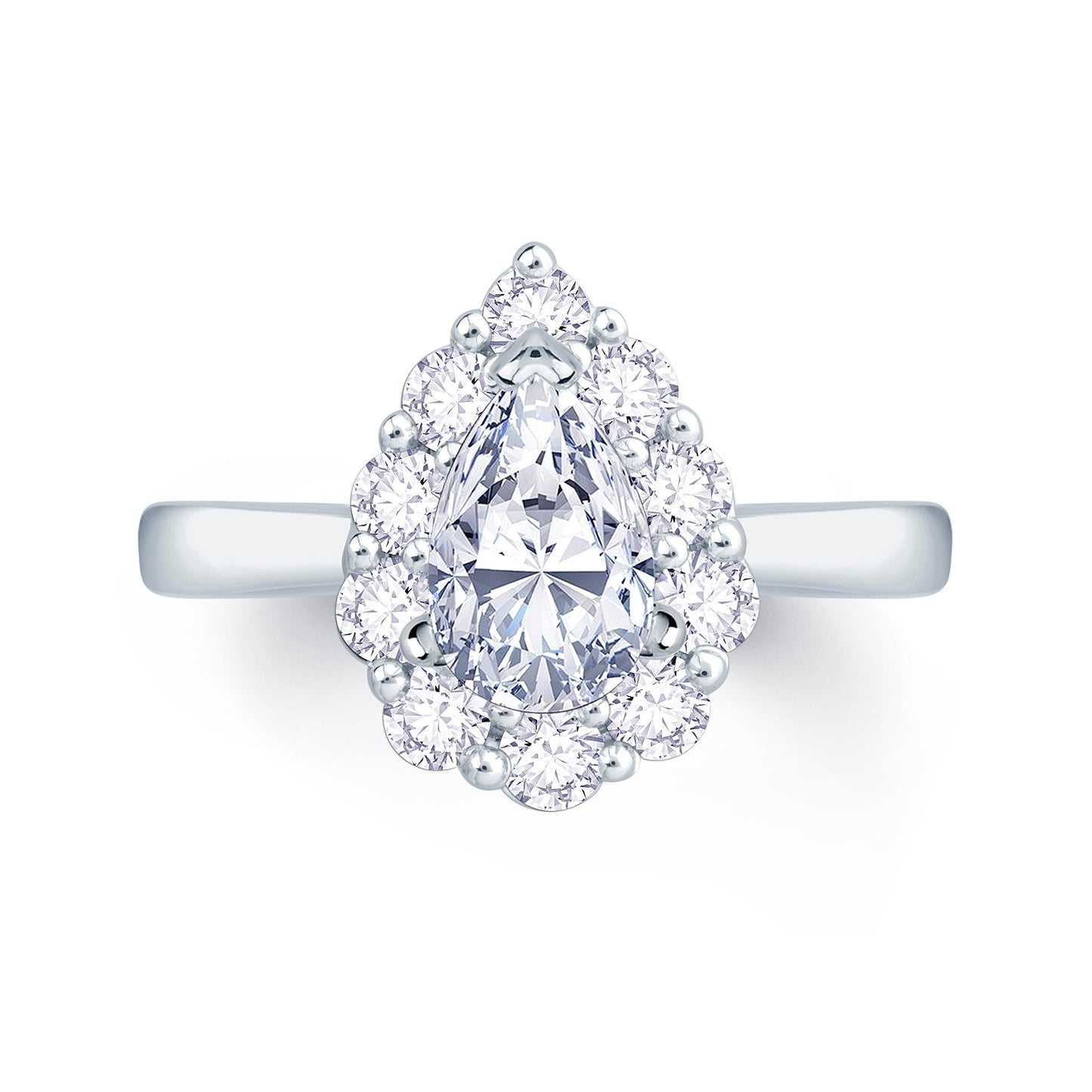 Platinum Pear & Halo Diamond Ring, 0.70ct