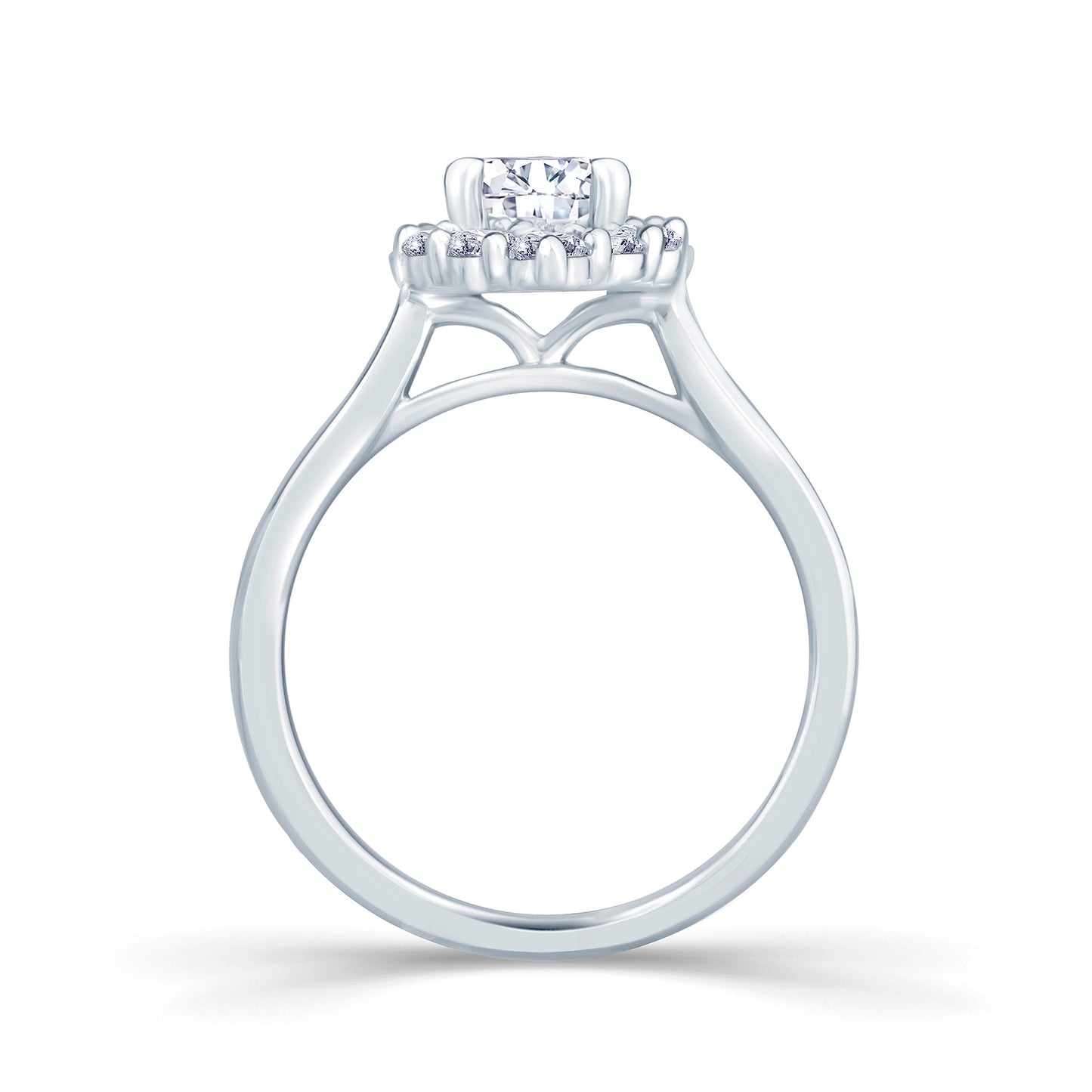 Platinum Pear & Halo Diamond Ring 0.87ct