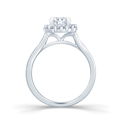 Platinum Pear & Halo Diamond Ring 0.87ct