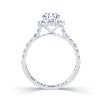 Platinum Pear & Halo Shoulder Set Diamond Ring, 1.15ct