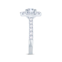 Load image into Gallery viewer, Platinum Oval &amp; Halo Diamond Set Band Ring, 0.85ct