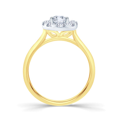 18ct Yellow Gold Oval & Halo Diamond Ring, 0.87ct